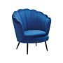 Armchair Dark Blue Velvet Novelty Shape Metal Legs