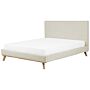 Eu Super King Size Bed Beige Chenille 6ft Upholstered Frame Channel Tufted Headboard