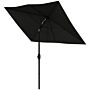 Outsunny 2 X 3(m) Garden Parasol Umbrella, Rectangular Outdoor Market Umbrella Sun Shade With Crank & Push Button Tilt, 6 Ribs, Aluminium Pole, Black