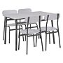 Dining Set Grey Top Black Steel Legs Rectangular Table 110 X 70 Cm 4 Chairs