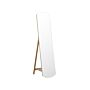 Standing Mirror Light Wood Glass Mdf 50 X 150 Cm With Shelf Stand Decorative Frame