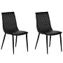 Set Of 2 Dining Chairs Black Faux Leather Upholstered Quilted Backrest Armless