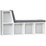 Homcom Bookcase Storage Shelf With Cushioned Reading Seat, Bookshelf Storage Cabinet For Study Living Room, White