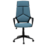 Office Chair Teal Blue And Black Fabric Swivel Desk Computer Adjustable Seat Reclining Backrest