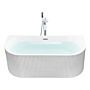 Oval Back To Wall Bath Matt White Acrylic 171 X 90 Cm Fluted Finish Modern Style Bathroom Beliani