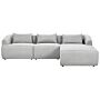 Left Hand 3 Seater Corner Sofa Grey Fabric Upholstered Track Armrests Additional Cushions