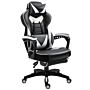 Vinsetto Ergonomic Racing Gaming Chair Office Desk Chair Adjustable Height Recliner With Wheels, Headrest, Lumbar Support, Retractable Footrest White