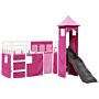 Vidaxl Kids' Loft Bed With Tower Pink 90x200 Cm Solid Wood Pine