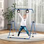 Homcom Adjustable Height, Foldable Kids Gymnastics Bar W/ Non-slip Mats, For 3+ Years, Blue