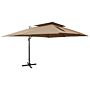 Vidaxl Cantilever Garden Parasol With Double Top Taupe 400x300 Cm