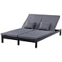 Outsunny 2 Seater Garden Double Rattan Sun Lounger Companion Reclining Recliner Wicker Weave Patio Outdoor Furniture Cushioned - Black