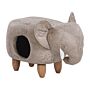 Kids Animal Stool Grey Fabric Leather-like Elephant Footstool With Storage Children's Room