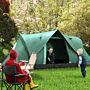 Outsunny 5-6 Man Dome Camping Tent Hiking Shelter Uv Protection 3000mm Water Resistant Tunnel Tent - Dark Green