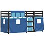 Vidaxl Bunk Bed With Curtains Blue 90x200 Cm Solid Wood Pine