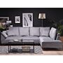 Corner Sofa Grey Corduroy Fabric 266 X 181 Cm Cushions Chromed Legs