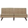 Sofa Bed Light Brown 3-seater Quilted Upholstery Click Clack Split Back Metal Legs