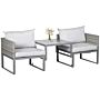 Outsunny 2 Seater Rattan Wicker Adjustable Sofa And Coffee Table Set Outdoor Garden Patio Furniture Lounge Conversation Seat Grey