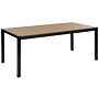 Garden Dining Table Light Wood And Black Plastic Wood Aluminium Frame For 6 People 180 X 90 Cm