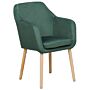 Dining Chair Green Velvet Upholstery Wooden Legs With Armrests Classic Style Living Space Furniture