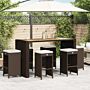 Vidaxl Garden Bar Stools With Cushions 6 Pcs Brown Poly Rattan