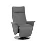 Reclining Armchair Black Faux Leather Adjustable Grey Metal Base Pull-out Footstool High Back