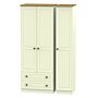 Warwick Tall Triple 2 Drawer Wardrobe In Cream Ash & Modern Oak