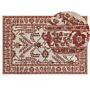 Area Rug Orange And Beig Wool 140 X 200 Cm Hand Tufted Oriental Pattern