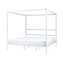 Canopy Bed Frame Black Metal 180 X 200 Cm Double Size Plywood Slats