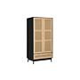 Croxley 2 Door 1 Drawer Rattan Wardrobe Black