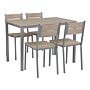 Dining Set Light Wood Top Grey Steel Legs Rectangular Table 110 X 70 Cm 4 Chairs