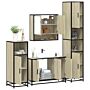 Vidaxl 4 Piece Bathroom Furniture Set Sonoma Oak Engineered Wood