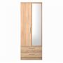 Contrast Double 2 Drawer Mirror Wardrobe In Bardolino Oak