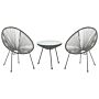 Bistro Set Dark Grey Pe Rattan 3 Piece 2 Seater