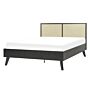 Panel Bed Black Rattan Particle Board Eu Double 4ft6 Slatted Frame Bed Base Braided Headboard