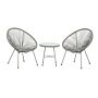 Monaco Grey 3pc Egg Chair Set With Screw In Legs And 50cm Diameter Glass Top Table