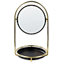 Makeup Mirror Gold Iron Metal Frame Ø 15 Cm With Tray 1x/3x Magnification Double Sided Cosmetic Desktop