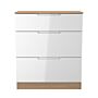 Milan 3 Drawer Deep Chest In White & Bardolino Oak