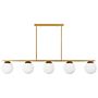 Hanging Lamp Gold Metal 62 Cm 5-light Track Sphere Shades White Glass Glamour Design Kitchen Dining Room