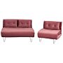 Living Room Set Pink Velvet Single And 2 Seater Sofa Bed With Cushions Metal Hairpin Legs