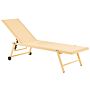 Garden Sun Lounger Yellow Synthetic Seat Aluminium Frame 198 X 61 Cm Adjustable Reclining Backrest With Castors Patio