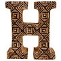 Hand Carved Wooden Geometric Letter H