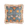 Decorative Cushion Blue Orange Cotton 45 X 45 Cm Velvet Flower Motif Fringed Modern Glamour Decor