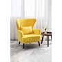 Yellow Velvet Stripe Curved Wing Back Armchair With Pillow