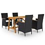 Vidaxl 5 Piece Garden Dining Set With Cushions Black