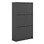 Shoes Shoe Cabinet W. 3 Tilting Doors And 2 Layers In Matt Black