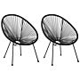 Set Of 2 Garden Chairs Black Pe Rattan Papasan