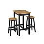 Corona Black Live Edge Small Rectangular High Breakfast Bar Table & Pair Bar Stool Set