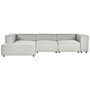 Modular Right Hand Sofa Grey Linen 3 Seater Sectional Corner Sofa With Black Legs