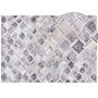 Area Rug Grey Leather 160 X 230 Cm Patchwork Cowhide Geometric Rectangular