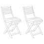 Set Of 2 Outdoor Seat Cushions White Geometric Pattern String Tied Uv Resistant Set Pad